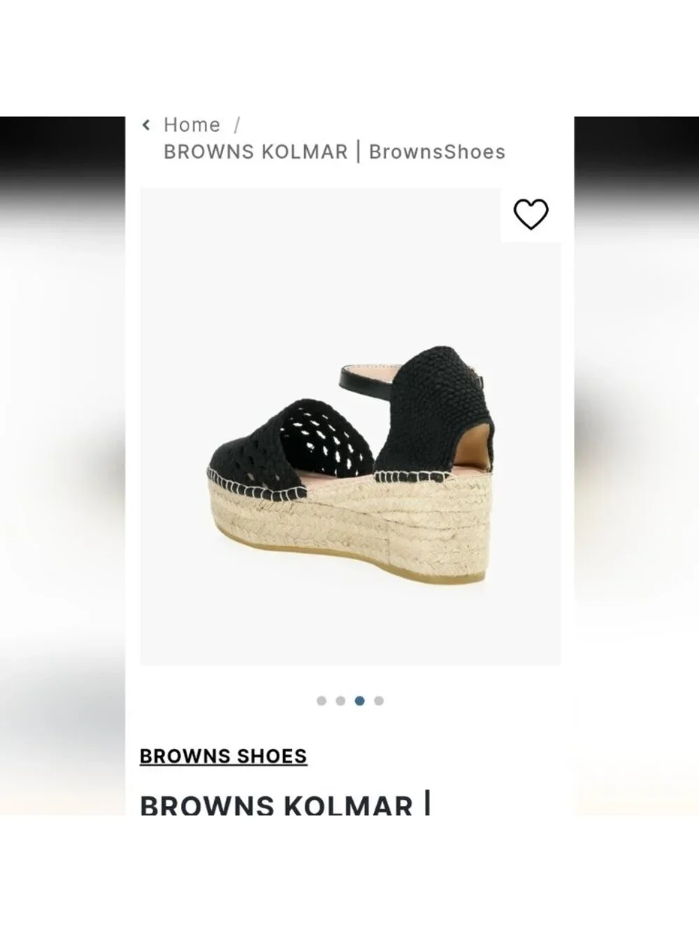 Browns Crochet Espadrille Sandal, black Woven Fabric Jute Platform SZ 11 EU 41